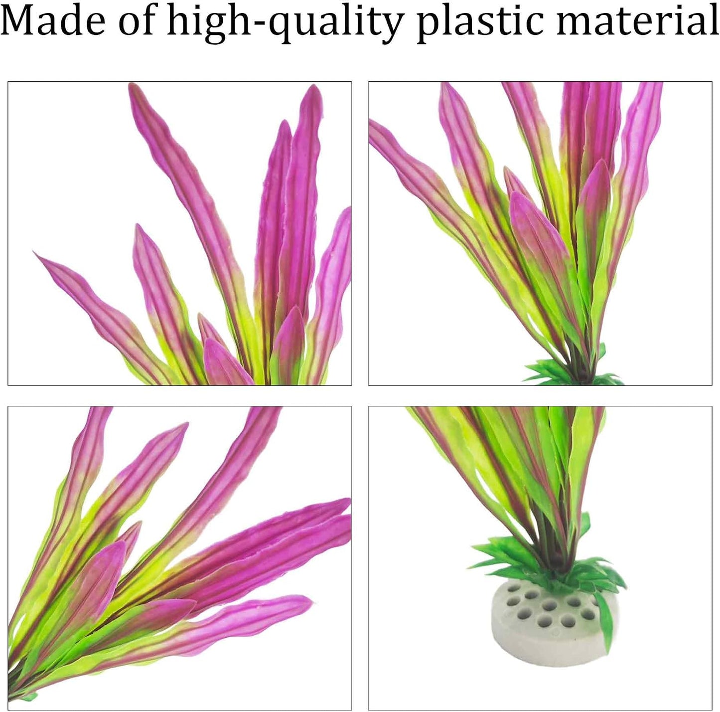 6PCS 4 Inches Tall Green Seaweed Grass Artificial Aquarium Plants, Plastic Fish Tank Decorations for Freshwater and Saltwater Tanks