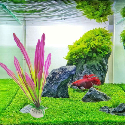 6PCS 4 Inches Tall Green Seaweed Grass Artificial Aquarium Plants, Plastic Fish Tank Decorations for Freshwater and Saltwater Tanks