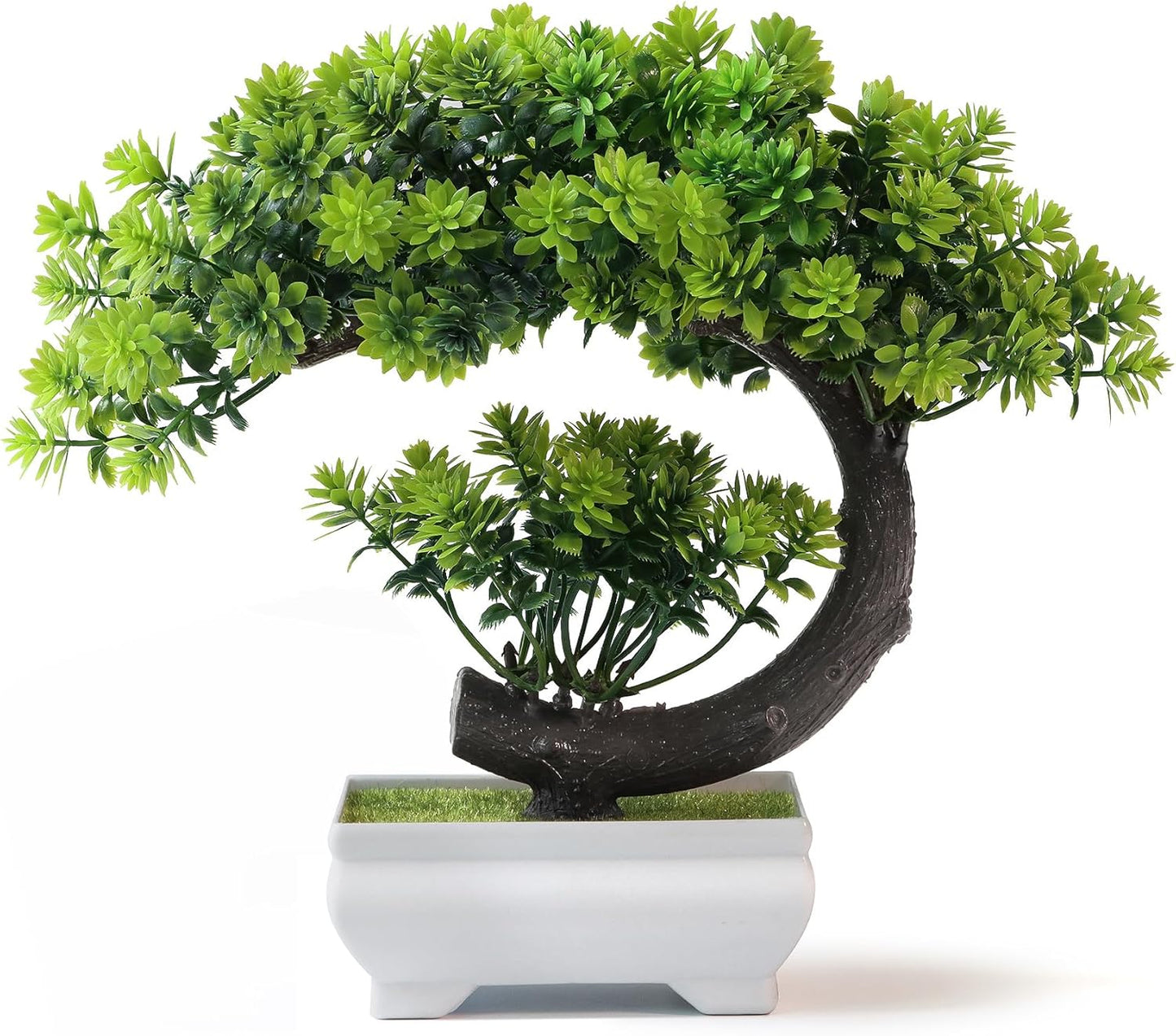 Small Fake Plants Desk Decor Artificial Bonsai with Pot, 8.5" Tall, Green