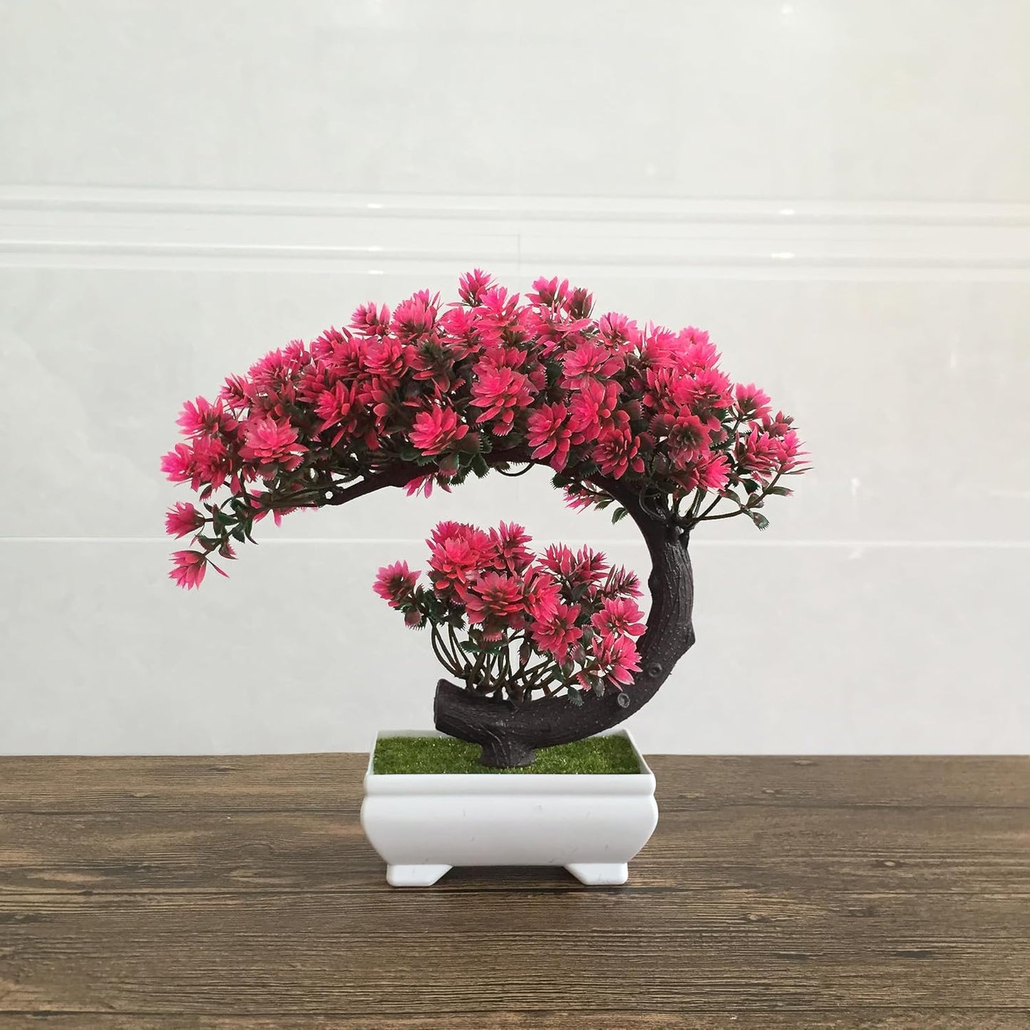 Small Fake Plants Desk Decor Artificial Bonsai with Pot, 8.5" Tall, Green