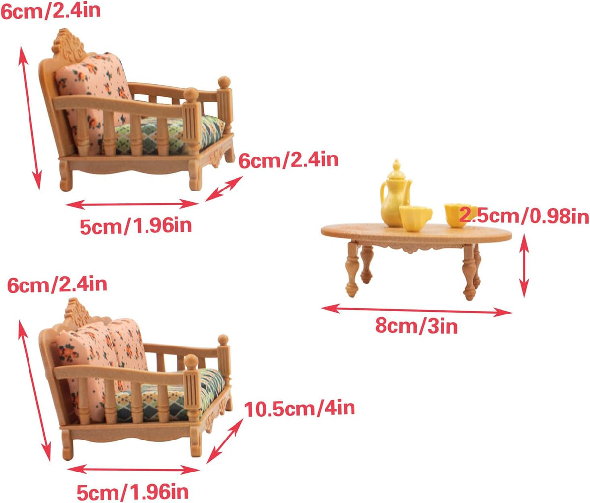 Hamster Mini Sofa Toy, Small Animal Habitat Decor Guinea Pig Furniture Toys Hamster Cage Accessories Including Couch and Teatable Coffee Cups, Habitat Accessories for Rat Dwarf
