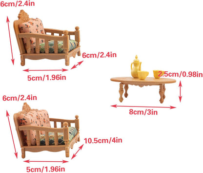 Hamster Mini Sofa Toy, Small Animal Habitat Decor Guinea Pig Furniture Toys Hamster Cage Accessories Including Couch and Teatable Coffee Cups, Habitat Accessories for Rat Dwarf