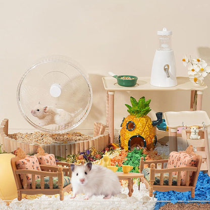 Hamster Mini Sofa Toy, Small Animal Habitat Decor Guinea Pig Furniture Toys Hamster Cage Accessories Including Couch and Teatable Coffee Cups, Habitat Accessories for Rat Dwarf