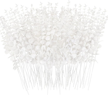 200 Pcs Eucalyptus Stems Faux Greenery Artificial Eucalyptus Leaves Decor Greenery Stems Branch for Wedding Centerpiece Flower Bouquet Farmhouse Home (Dark Green)