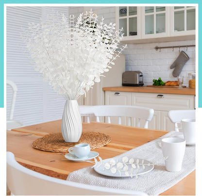 200 Pcs Eucalyptus Stems Faux Greenery Artificial Eucalyptus Leaves Decor Greenery Stems Branch for Wedding Centerpiece Flower Bouquet Farmhouse Home (Dark Green)