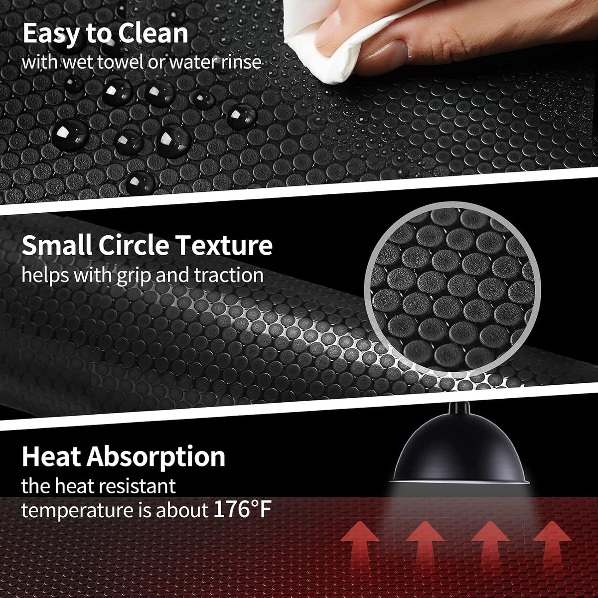 Bearded Dragon Tank Accessories, Reptile Carpet Bedding, Non-Adhesive Reptile Mat Warming Reptile Terrarium Liner Substrate for Leopard Gecko, Snake, Lizard, Tortoise, Iguana Black(18"x72")