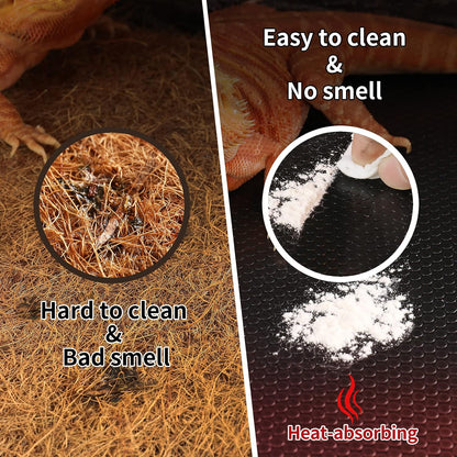 Bearded Dragon Tank Accessories, Reptile Carpet Bedding, Non-Adhesive Reptile Mat Warming Reptile Terrarium Liner Substrate for Leopard Gecko, Snake, Lizard, Tortoise, Iguana Black(18"x72")