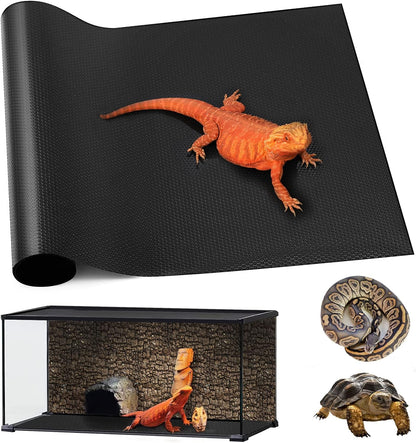 Bearded Dragon Tank Accessories, Reptile Carpet Bedding, Non-Adhesive Reptile Mat Warming Reptile Terrarium Liner Substrate for Leopard Gecko, Snake, Lizard, Tortoise, Iguana Black(18"x72")