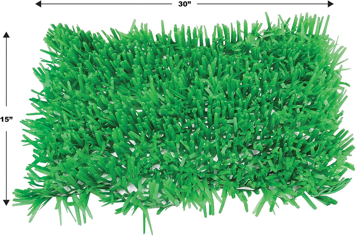 2 Piece Novelty Tissue Paper Fake Grass Mats for Spring Summer Easter Party Decorations, 15 x 30, Green