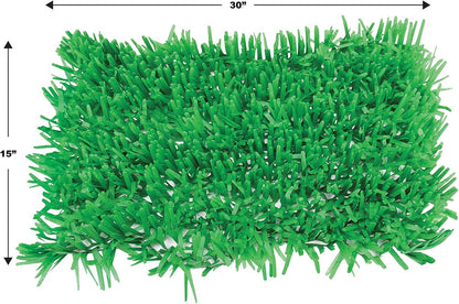 2 Piece Novelty Tissue Paper Fake Grass Mats for Spring Summer Easter Party Decorations, 15 x 30, Green
