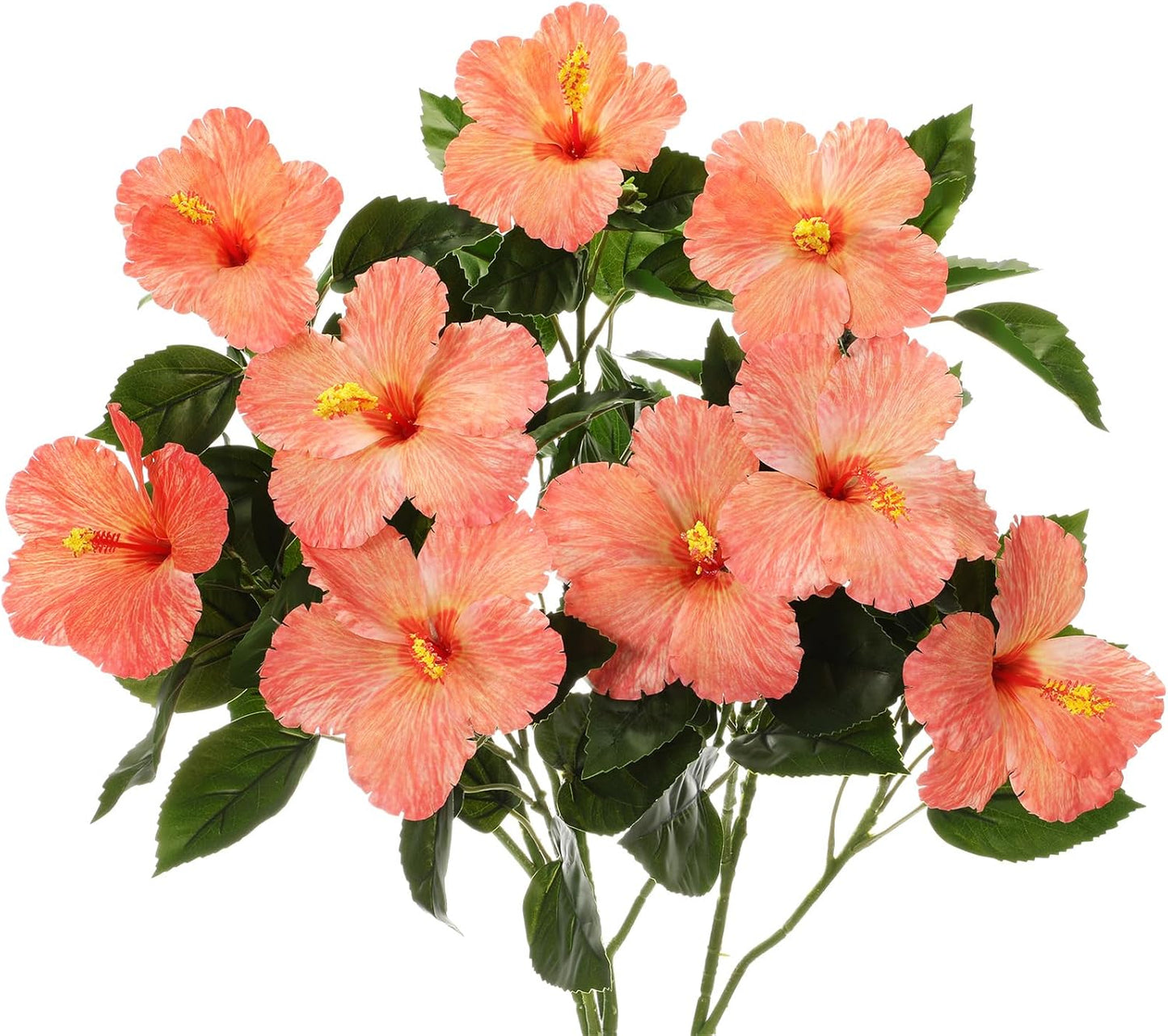 3 Pack Artificial Hibiscus Flowers 33"x13" Silk & Plastic Tropical Bouquets Lifelike Blooms with Bendable Stems Faux Hawaiian Flowers for Home Living Room Wedding Patio (Red)