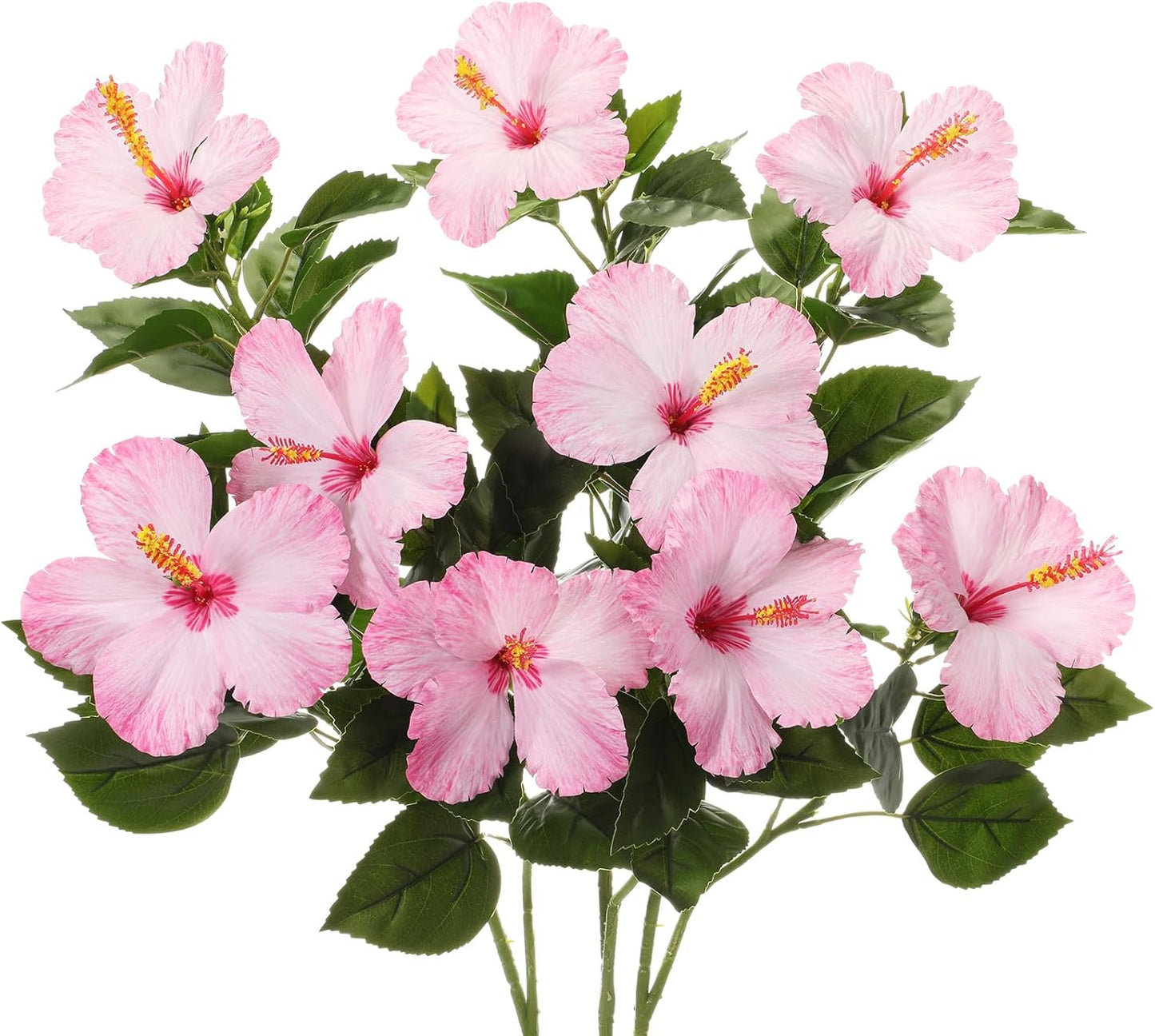 3 Pack Artificial Hibiscus Flowers 33"x13" Silk & Plastic Tropical Bouquets Lifelike Blooms with Bendable Stems Faux Hawaiian Flowers for Home Living Room Wedding Patio (Red)