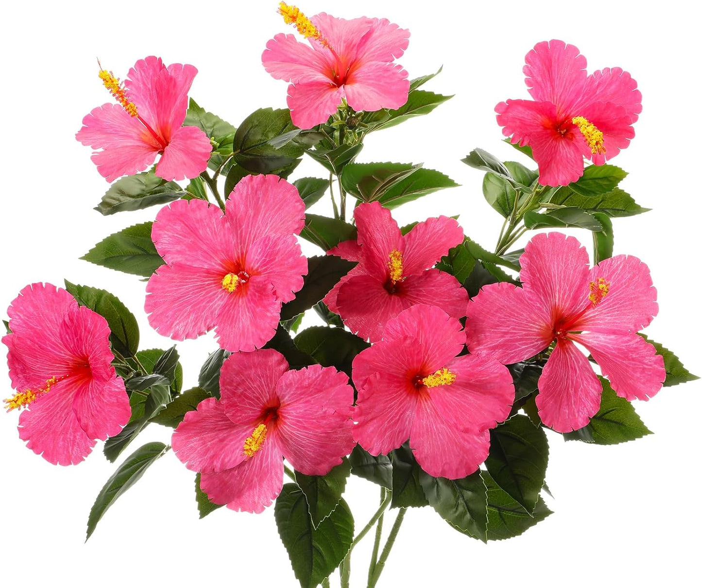 3 Pack Artificial Hibiscus Flowers 33"x13" Silk & Plastic Tropical Bouquets Lifelike Blooms with Bendable Stems Faux Hawaiian Flowers for Home Living Room Wedding Patio (Red)