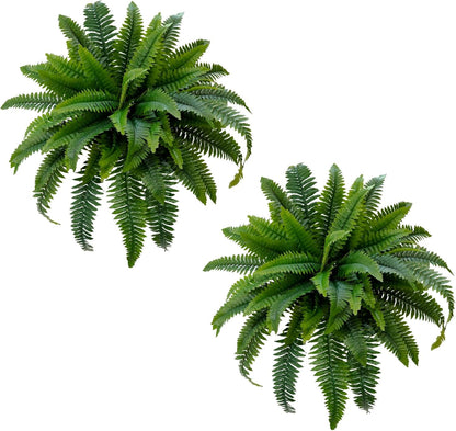 Artificial Boston Fern 2 Set 55 Branches Fake Ferns for Outdoors 32Inch Faux Plant for Home Living Room Office Decor