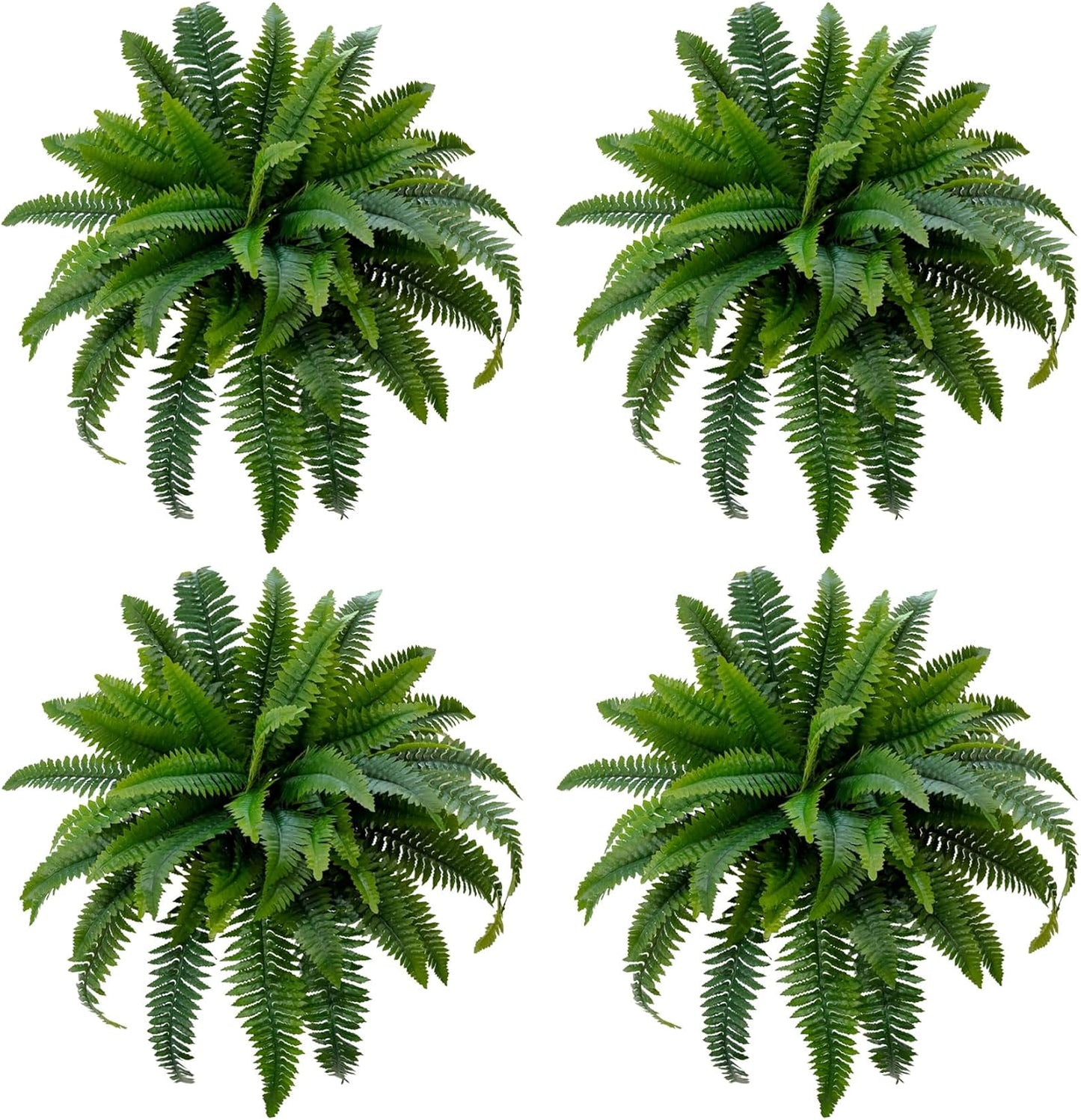 Artificial Boston Fern 2 Set 55 Branches Fake Ferns for Outdoors 32Inch Faux Plant for Home Living Room Office Decor