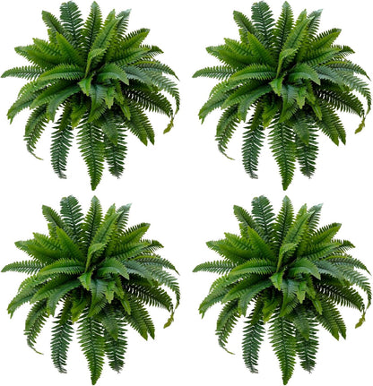 Artificial Boston Fern 2 Set 55 Branches Fake Ferns for Outdoors 32Inch Faux Plant for Home Living Room Office Decor