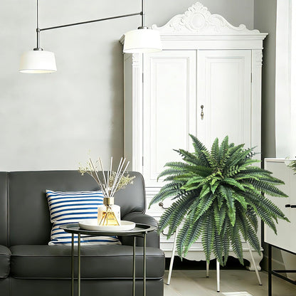 Artificial Boston Fern 2 Set 55 Branches Fake Ferns for Outdoors 32Inch Faux Plant for Home Living Room Office Decor