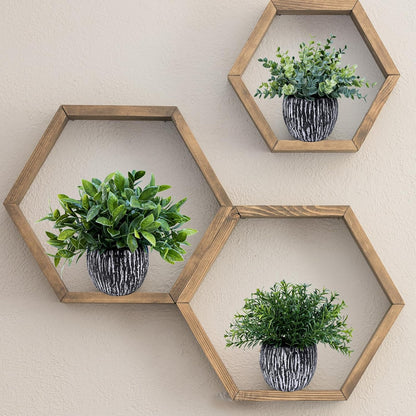 Set of 3 Artificial Potted Plants Faux Eucalyptus Rosemary Boxwood Greenery in Black & White Concrete Pots Small Fake Plant for Indoor Outdoor Home Office Table Shelf Windowsill Greens Décor