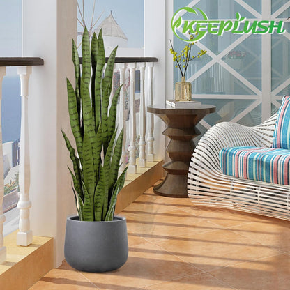 4ft Artificial Snake Plant – 46in Faux Sansevieria Plants, Fake Floor Plant for Indoor Outdoor, Front Porch Patio Home Office Decor, Mother-in-Law’s Tongue, Green