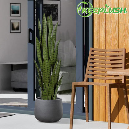 4ft Artificial Snake Plant – 46in Faux Sansevieria Plants, Fake Floor Plant for Indoor Outdoor, Front Porch Patio Home Office Decor, Mother-in-Law’s Tongue, Green