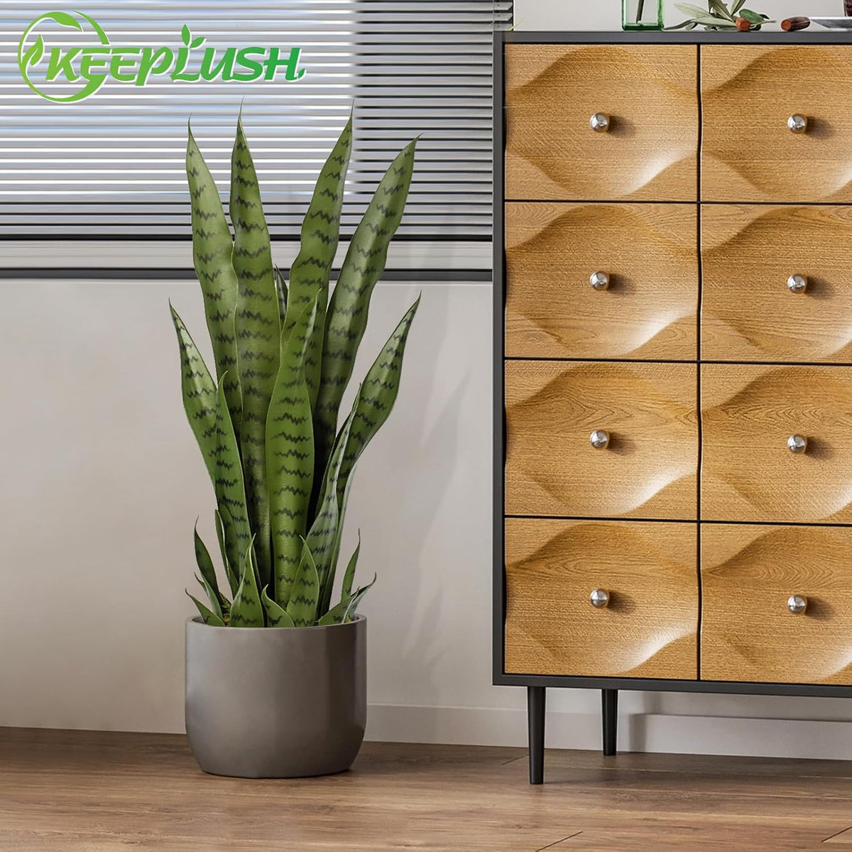 4ft Artificial Snake Plant – 46in Faux Sansevieria Plants, Fake Floor Plant for Indoor Outdoor, Front Porch Patio Home Office Decor, Mother-in-Law’s Tongue, Green