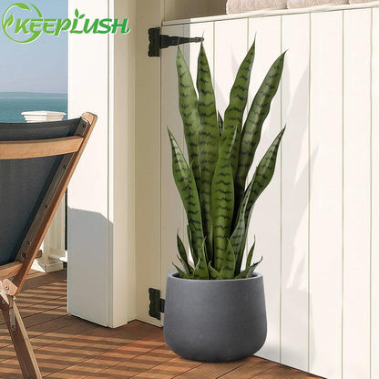 4ft Artificial Snake Plant – 46in Faux Sansevieria Plants, Fake Floor Plant for Indoor Outdoor, Front Porch Patio Home Office Decor, Mother-in-Law’s Tongue, Green