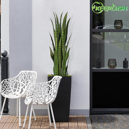 4ft Artificial Snake Plant – 46in Faux Sansevieria Plants, Fake Floor Plant for Indoor Outdoor, Front Porch Patio Home Office Decor, Mother-in-Law’s Tongue, Green