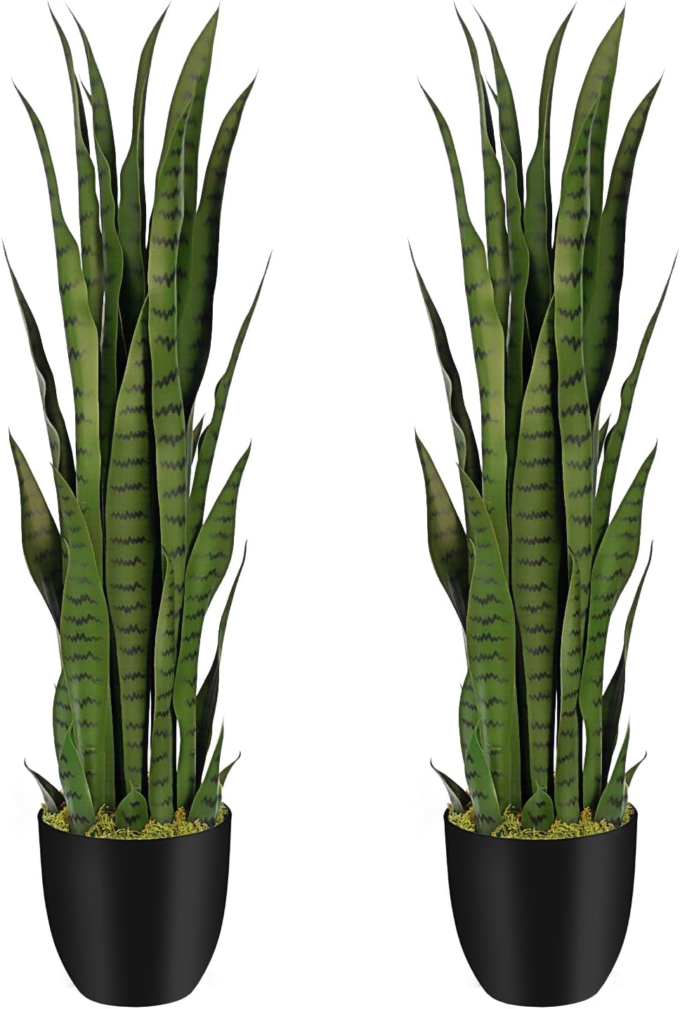 4ft Artificial Snake Plant – 46in Faux Sansevieria Plants, Fake Floor Plant for Indoor Outdoor, Front Porch Patio Home Office Decor, Mother-in-Law’s Tongue, Green