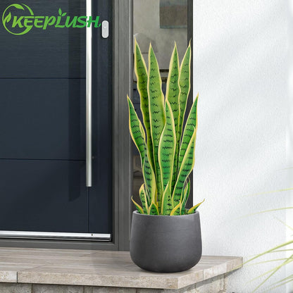 4ft Artificial Snake Plant – 46in Faux Sansevieria Plants, Fake Floor Plant for Indoor Outdoor, Front Porch Patio Home Office Decor, Mother-in-Law’s Tongue, Green