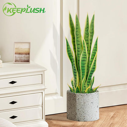 4ft Artificial Snake Plant – 46in Faux Sansevieria Plants, Fake Floor Plant for Indoor Outdoor, Front Porch Patio Home Office Decor, Mother-in-Law’s Tongue, Green