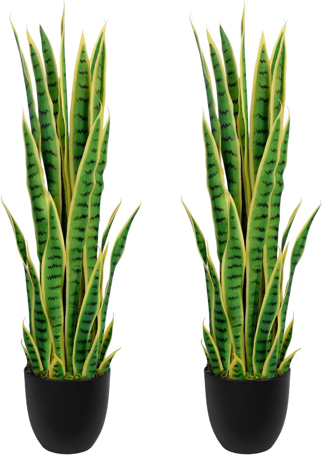 4ft Artificial Snake Plant – 46in Faux Sansevieria Plants, Fake Floor Plant for Indoor Outdoor, Front Porch Patio Home Office Decor, Mother-in-Law’s Tongue, Green