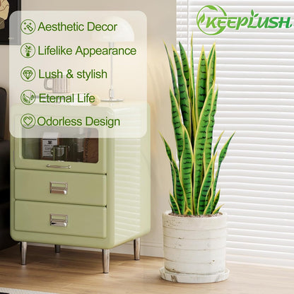 4ft Artificial Snake Plant – 46in Faux Sansevieria Plants, Fake Floor Plant for Indoor Outdoor, Front Porch Patio Home Office Decor, Mother-in-Law’s Tongue, Green