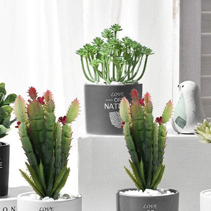 2pcs Real Looking Artificial Cactus Artificial Cacti Plant DIY Material for Home Decoration Flower Arrangement