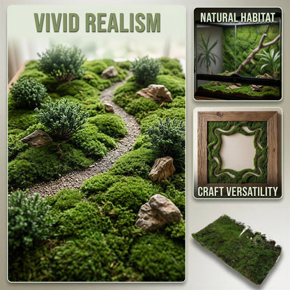 2 Pcs Artificial Moss Grass Mat, Ground Shrub Turf Model for DIY Decor, Realistic Green Plant Scenery for Reptile Terrarium, Miniature Scene, Nylon Resin Glue Material Craft Supply