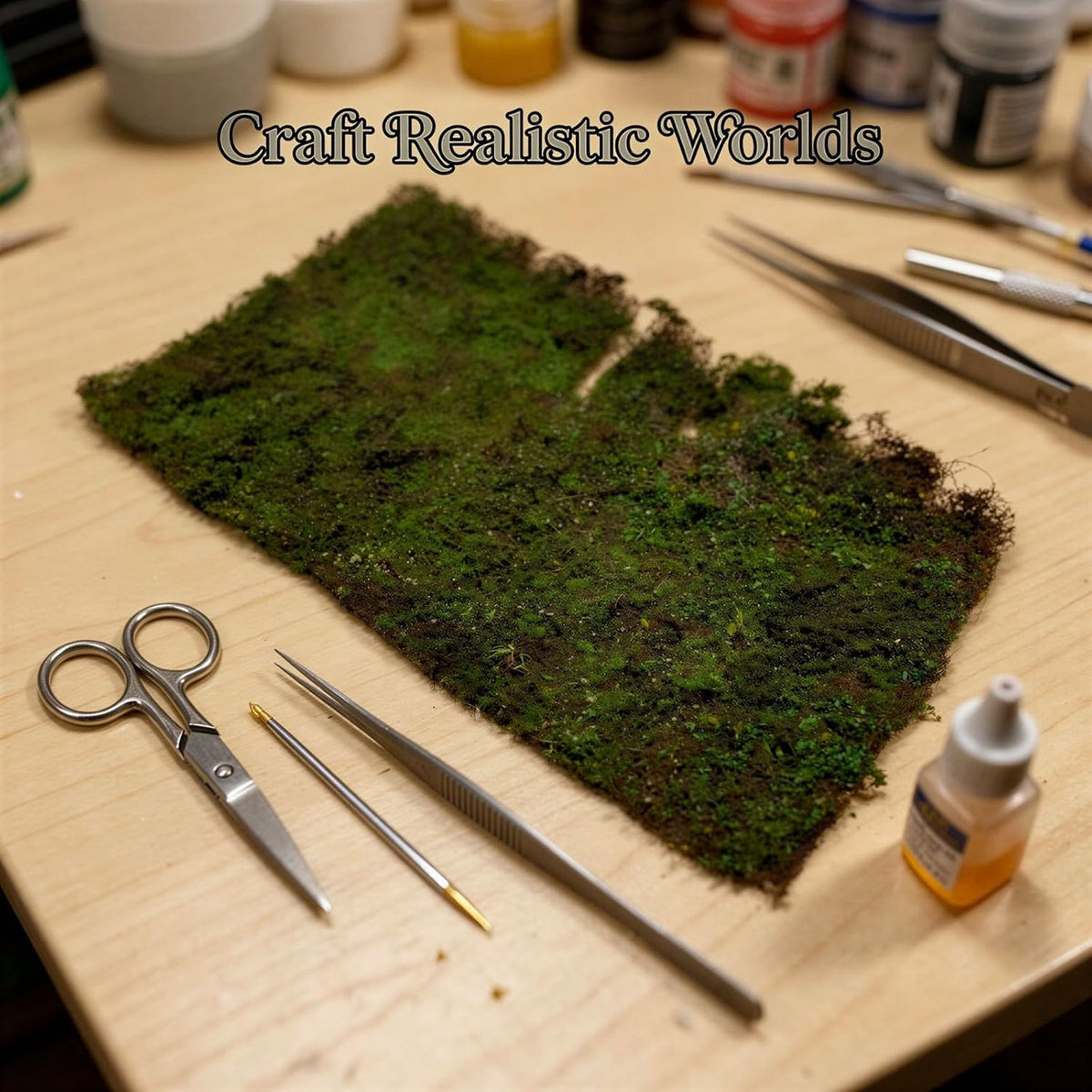 2 Pcs Artificial Moss Grass Mat, Ground Shrub Turf Model for DIY Decor, Realistic Green Plant Scenery for Reptile Terrarium, Miniature Scene, Nylon Resin Glue Material Craft Supply