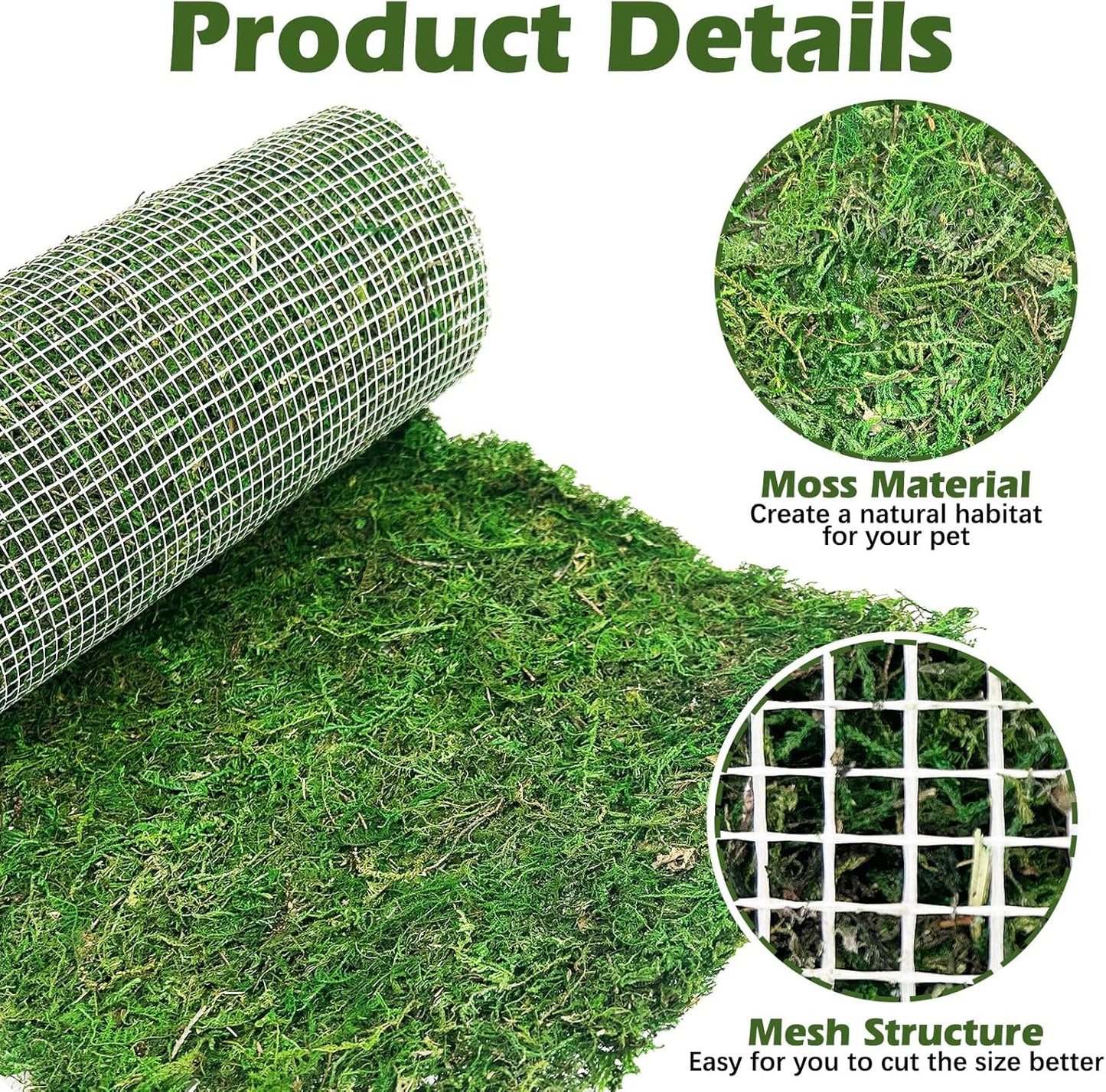 2 PCS Reptile Carpet Cuttable Terrarium Mat Artificial Moss Reptile Liner Green Substrate Flooring Bearded Dragon Tank Accessories for Leopard Gecko Lizard Snake Tortoise (11.81" x 23.62")