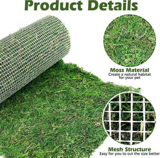 2 PCS Reptile Carpet Cuttable Terrarium Mat Artificial Moss Reptile Liner Green Substrate Flooring Bearded Dragon Tank Accessories for Leopard Gecko Lizard Snake Tortoise (11.81" x 23.62")