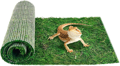 2 PCS Reptile Carpet Cuttable Terrarium Mat Artificial Moss Reptile Liner Green Substrate Flooring Bearded Dragon Tank Accessories for Leopard Gecko Lizard Snake Tortoise (11.81" x 23.62")