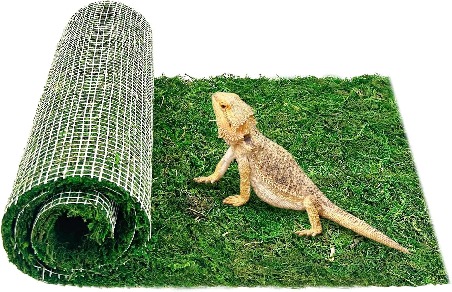 2 PCS Reptile Carpet Cuttable Terrarium Mat Artificial Moss Reptile Liner Green Substrate Flooring Bearded Dragon Tank Accessories for Leopard Gecko Lizard Snake Tortoise (11.81" x 23.62")