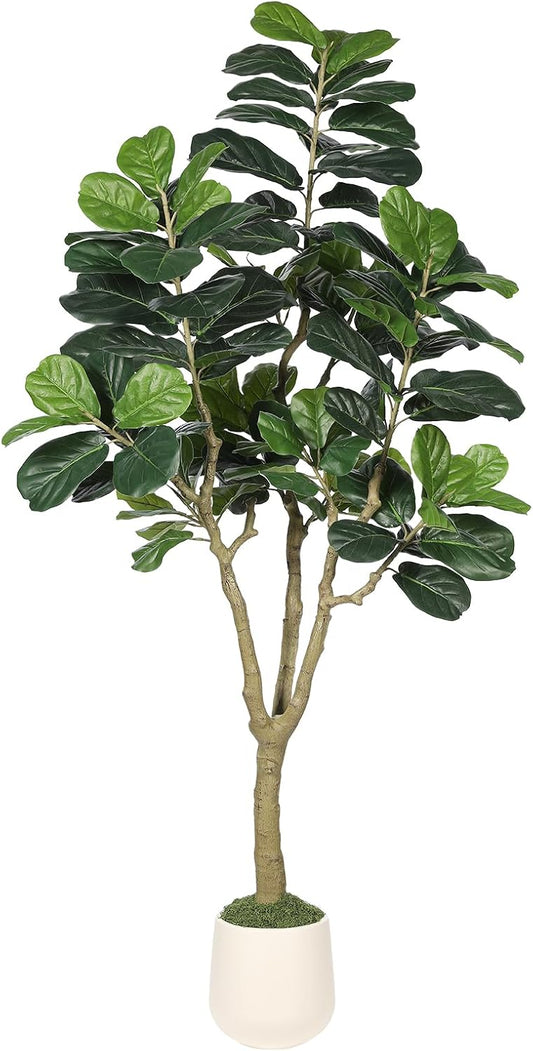Artificial Fiddle Leaf Fig Tree 6ft for Faux Plants Indoor Home Green Decor