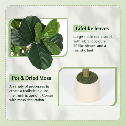 Artificial Fiddle Leaf Fig Tree 6ft for Faux Plants Indoor Home Green Decor