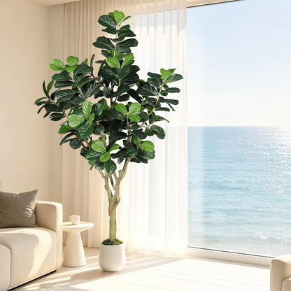 Artificial Fiddle Leaf Fig Tree 6ft for Faux Plants Indoor Home Green Decor