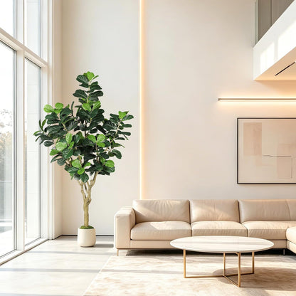 Artificial Fiddle Leaf Fig Tree 6ft for Faux Plants Indoor Home Green Decor