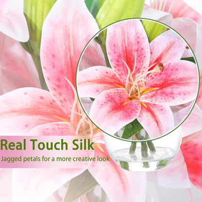 White Magnolia Artificial Flowers with Vase Fake Magnolia Flowers Indoor Real Touch Flowers with Faux Water for Home Decor Centerpieces for Tables
