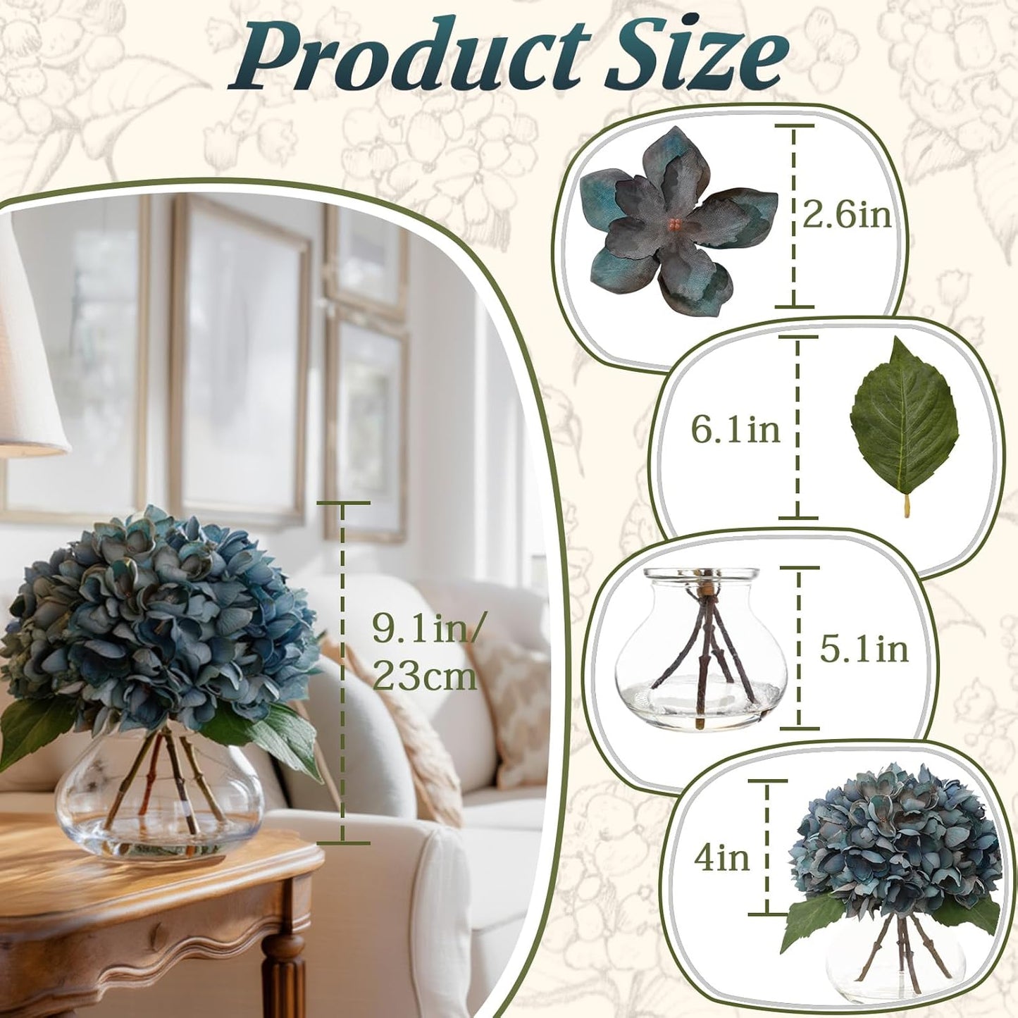 White Magnolia Artificial Flowers with Vase Fake Magnolia Flowers Indoor Real Touch Flowers with Faux Water for Home Decor Centerpieces for Tables