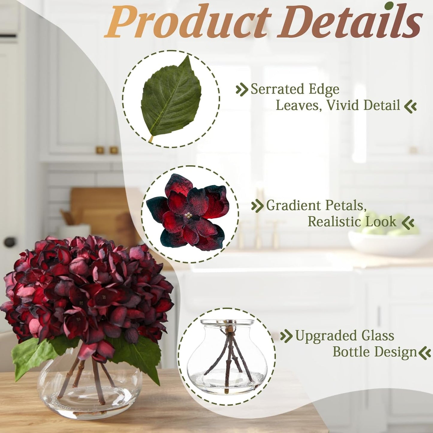 White Magnolia Artificial Flowers with Vase Fake Magnolia Flowers Indoor Real Touch Flowers with Faux Water for Home Decor Centerpieces for Tables