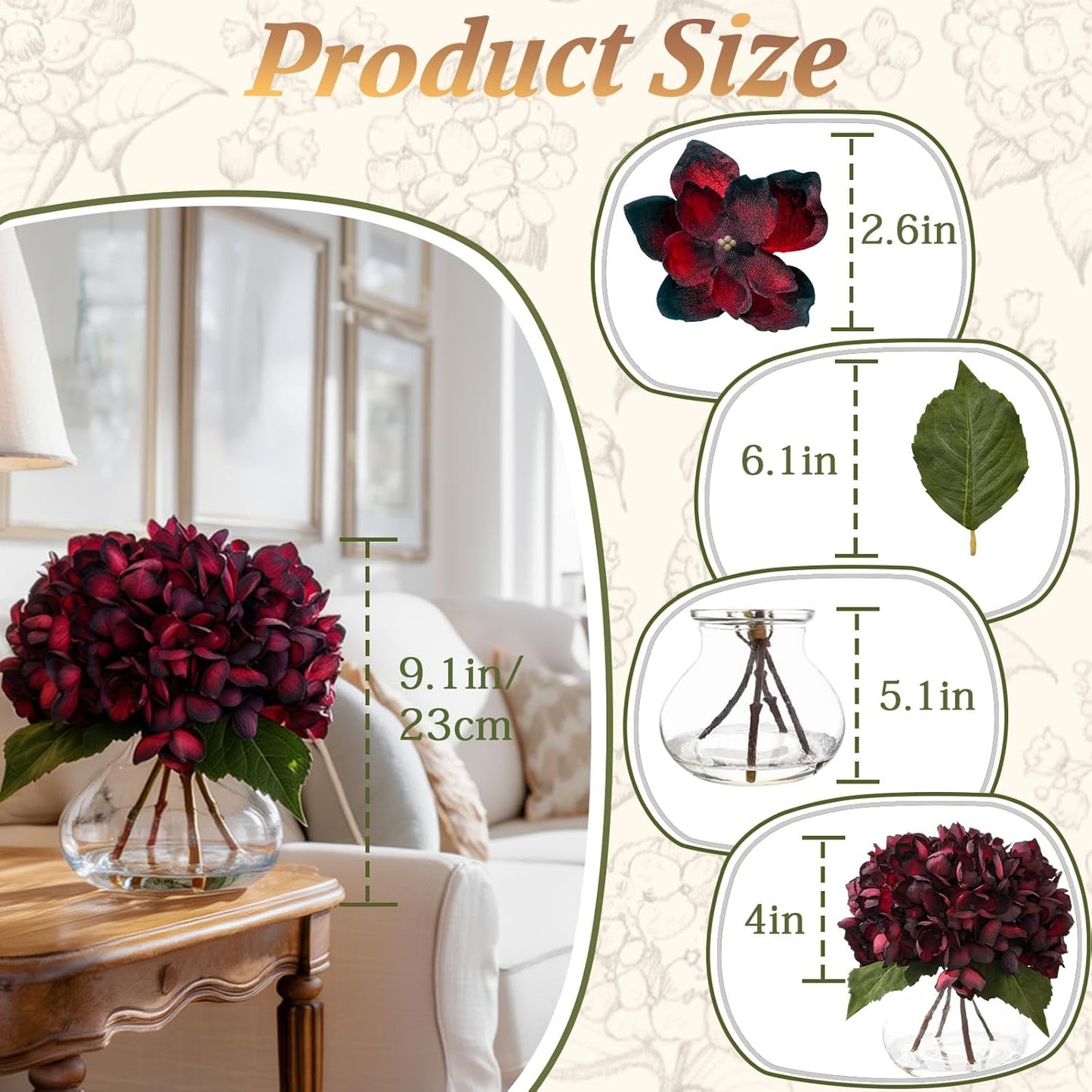 White Magnolia Artificial Flowers with Vase Fake Magnolia Flowers Indoor Real Touch Flowers with Faux Water for Home Decor Centerpieces for Tables