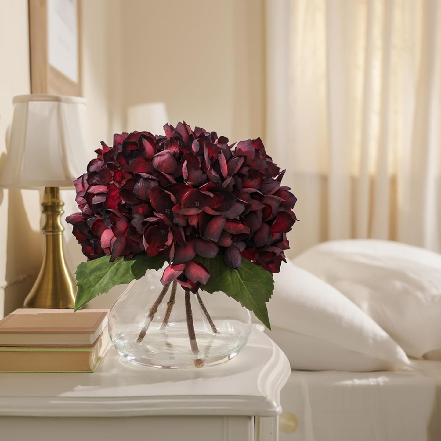 White Magnolia Artificial Flowers with Vase Fake Magnolia Flowers Indoor Real Touch Flowers with Faux Water for Home Decor Centerpieces for Tables