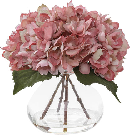 White Magnolia Artificial Flowers with Vase Fake Magnolia Flowers Indoor Real Touch Flowers with Faux Water for Home Decor Centerpieces for Tables