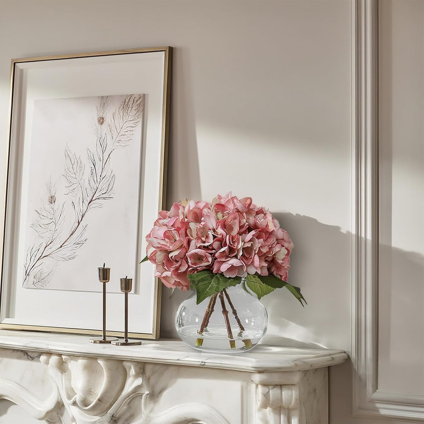 White Magnolia Artificial Flowers with Vase Fake Magnolia Flowers Indoor Real Touch Flowers with Faux Water for Home Decor Centerpieces for Tables